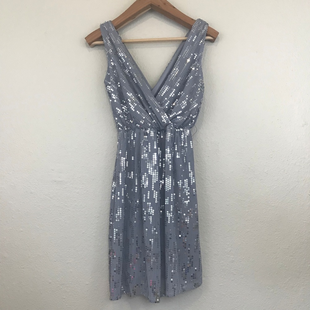 Express Sequin Party Dress. Gray/Silver. Size XS